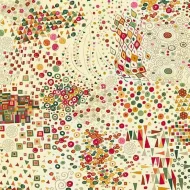 Makower Golden Cream Brown Red  Feature Print 