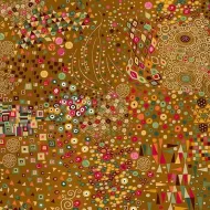 Makower Golden Gold Multicolour Feature Pattern 