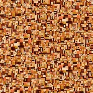 Makower Golden Orange Brown Gold Metallic Block Print 