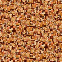 Makower Golden Orange Brown Gold Metallic Block Print 