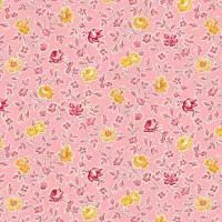 Makower Sweet Things Pink Red & Yellow Flower Print 