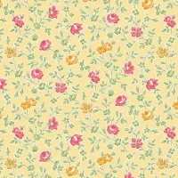Makower Sweet Things Yellow & Red Flower Print 