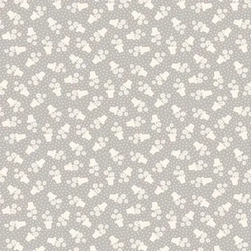 Makower Sweet Things Grey Tone on Tone Flower Pot Print 
