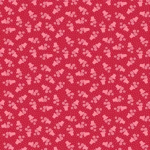 Makower Sweet Things Red Tone on Tone Flower Pot Print 