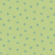 Makower Sweet Things Green With Blue Flower Sprig Print 