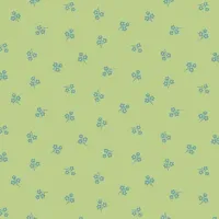 Makower Sweet Things Green With Blue Flower Sprig Print 
