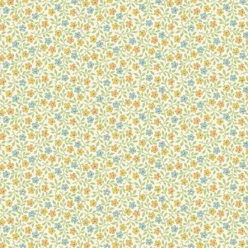 Makower Sweet Things Yellow Green Blue Ditsy Floral Print 