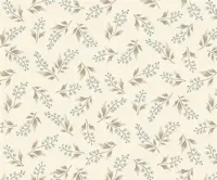 Henry Glass Simply Charming Cream Brown & Teal  Floral Sprig Print 