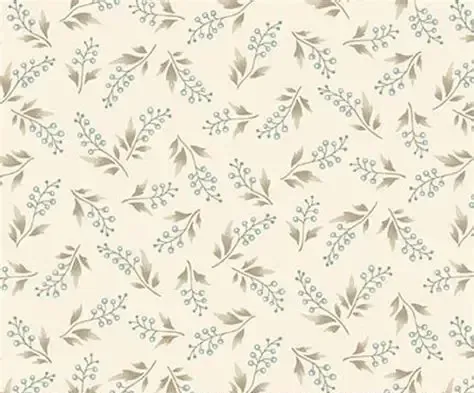 Henry Glass Simply Charming Cream Brown & Teal  Floral Sprig Print 