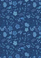 Lewis & Irene Forget Me Not Lane Dark Blue Floral Print 