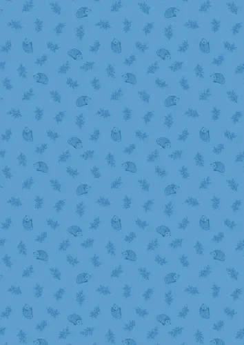 Lewis & Irene Forget Me Not Lane Mid Blue Hedgehog Print 