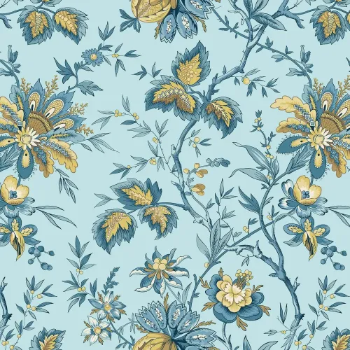 Beach House Blue Floral Large Print 1/2 Metre 