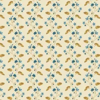 Beach House Blue & Brown Sprig Print 1/2 Metre 