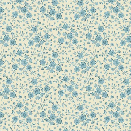 Beach House Blue Floral Pattern 1/2 Metre 