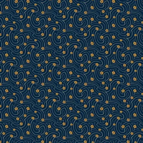 Indigo Cheddar Navy Blue Swirl 1/2 Metre 