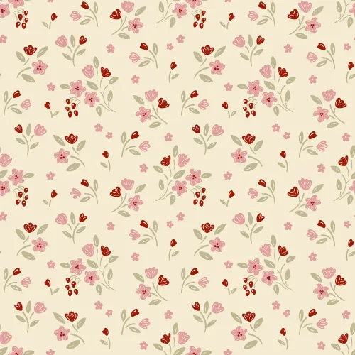 Cozy House Pink Floral Print 1/2 Metre 