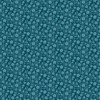 Cozy House Dark Blue Flower & Heart Print 1/2 Metre 