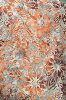 Batik Pale Grey With Orange Floral Print Pattern 1/2m 