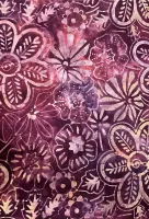 Batik Purple Floral Print Pattern 1/2m 