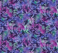 Lilac Purple Mulitcolour Leaf Print 1/2 Metre 