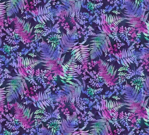 Lilac Purple Mulitcolour Leaf Print 1/2 Metre 