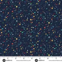 Makower Orbit Navy Blue Star Print FQ