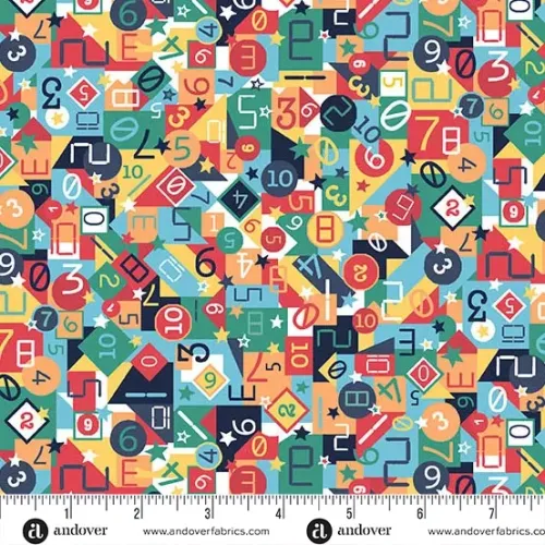Makower Orbit Multicoloured Countdown Print FQ 