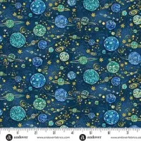 Makower Orbit Navy Blue Planets Space FQ 