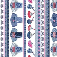 Oriental Blues Kimono Feature Print 1/2 Metre 