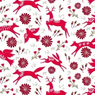 Starlit Hollow Red & White Woodland Print 1/2 Metre 