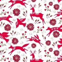 Starlit Hollow Red & White Woodland Print 1/2 Metre 