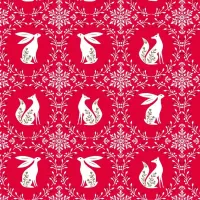 Starlit Hollow Red & White Hare Print 1/2 Metre 