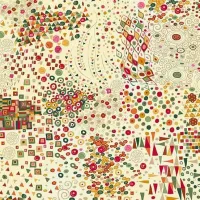 Makower Golden Cream Brown Red  Feature Print 