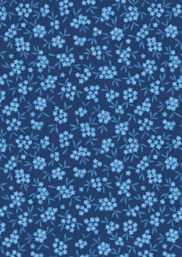 Lewis & Irene Forget Me Not Lane Dark Blue Flower  Print