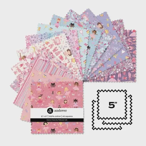 Makower Andover Dance Class 5" Charm Pack 